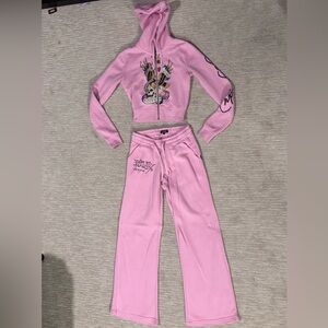 Ed Hardy Pink Straight Leg Pants & Jumpsuit Set